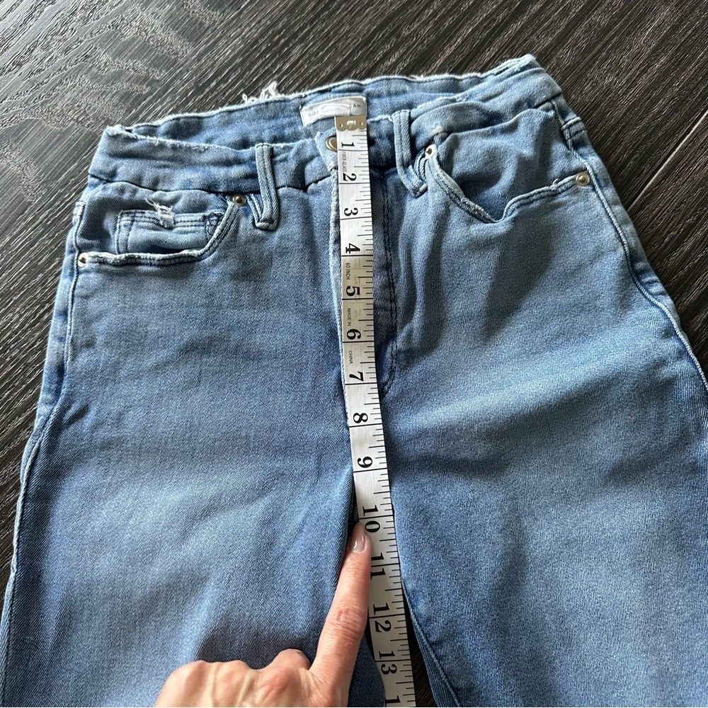 Good American Good Legs Straight High Rise Jeans in Distressed Blue, Size 4/27 - Picture 9 of 16